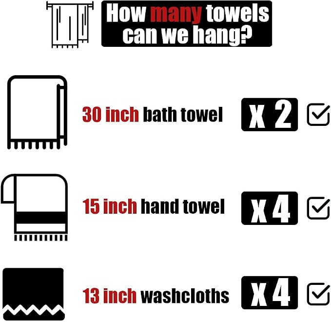 JQK Double Bath Towel Bar, Brushed Gold 33 Inch 304 Stainless Steel Thicken 0.8mm Towel Rack for Bathroom, Towel Holder Wall Mount, Useable Length 30 Inch 2 Pack, TB100L30-BG-P2