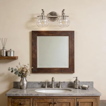 Brushed Nickel Bathroom Light Fixture, 2 Light Bathroom Vanity Light, Farmhouse Silver Wall Sconce, Anti-Rust Wall Lamp with Sturdy Metal Lamp Body for Bedroom, Living Room, Restroom