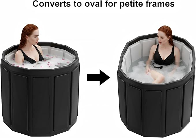 Portable Bathtub for Adult, Foldable Soaking Bathtub for Hot SPA&Ice Bath, Foldable Small Bathtub collapsible bathtub for Bathing, 6-layer Insulated portable tub,Space-Saving (black, 25.9X31.5 IN)