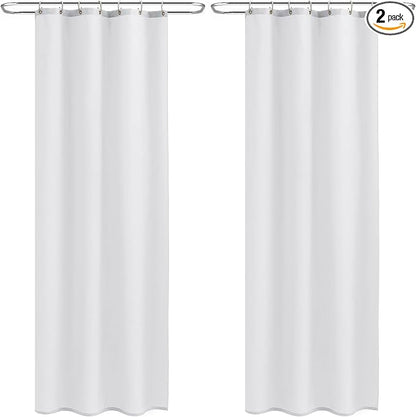 Nasitos Shower Curtain Liners 2 Pack - W36 x H72 - Washable & Water Resistant Fabric Bath Shower Liners for Narrow Stall, Stand Up Shower Stall, RV, Camper (White, 4 Magnets Included)