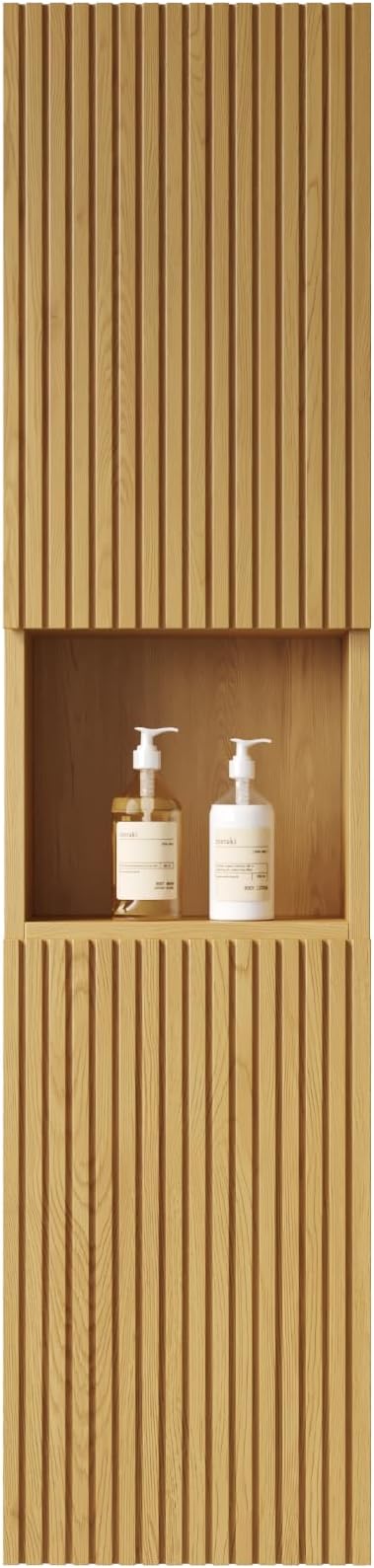 KEIKI Bathroom Wall Cabinet with Soft-Close Doors & Open Shelf, Golden Oak | Premium Wood Medicine Cabinet, Floating Storage Cabinet for Bathroom Kitchen Laundry Room