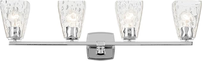 Kichler Marant 33.25" 4-Light Vanity Light with Clear Water Glass in Chrome, for Bathroom, Powder Room, Over a Mirror, (33.25" W x 9.5" H), 55217CHWTR