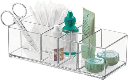 iDesign Divided Bathroom Vanity Organizer, 7" x 3" x 2", Set of 2Clear