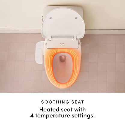 TUSHY Cloud Electronic Bidet Heated Toilet Seat | Instant Warm Water, Adjustable Air Dryer, Soft Close Lid and Seat & Night Light (Self Cleaning Nozzle and Water Filter), Elongated