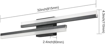 PRESDE LED Bathroom Vanity Light 32inch Bathroom Light Fixtures Over Mirror Black Modern Bath Vanity Lighting Bar Dimmable