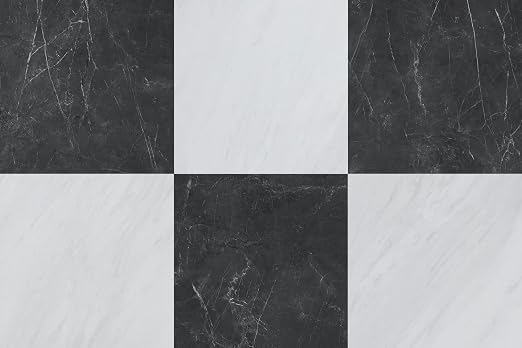 Peel and Stick Floor Tiles | Dark Gray Marble 30 Tiles | Coated Surface Tile / Indoor Areas / Anti Sctrach / Waterproof / DIY Installation / Easy to Clean 2.8m2
