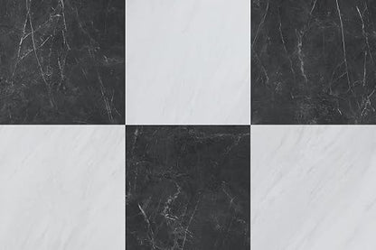 Peel and Stick Floor Tiles | Dark Gray Marble 30 Tiles | Coated Surface Tile / Indoor Areas / Anti Sctrach / Waterproof / DIY Installation / Easy to Clean 2.8m2