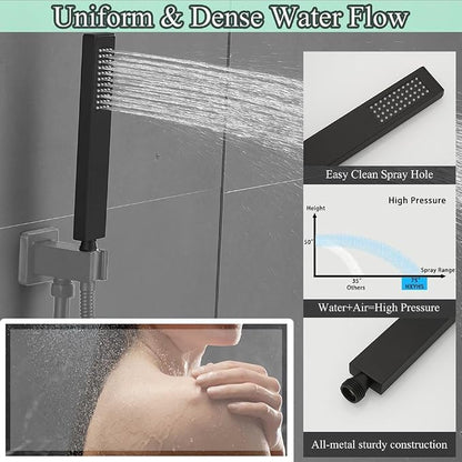 Hand Shower Wand Handheld Shower Spray High Pressure Single Function Luxury Hand Showerhead Matte Black