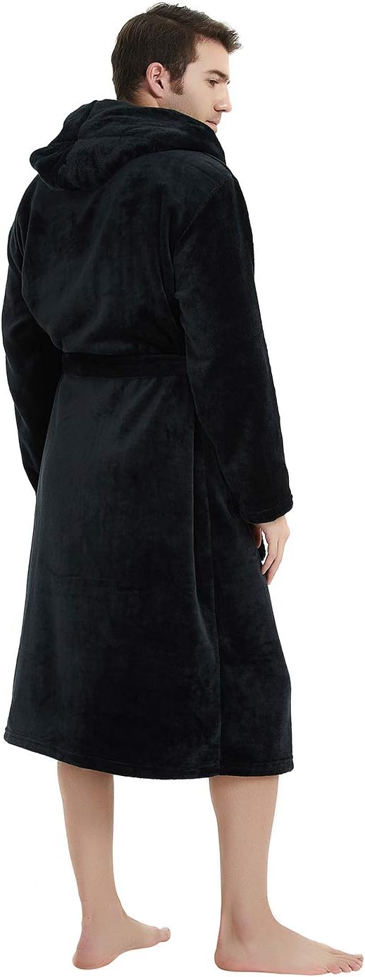 U2SKIIN Mens Hooded Robe, Plush Robes for Men Long Fleece Bathrobe