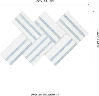MSI Azula Linea Polished Marble Mosaic Floor and Wall Tile for Bathroom, Kitchen Backsplash, Accent Wall Tile, and Shower Wall Tile,Sample