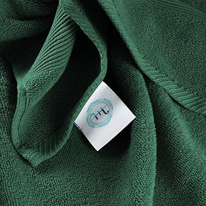 Hearth & Harbor Bath Towels for Bathroom - 100% Ring Spun Cotton Luxury Bathroom Towels - Ultra Soft & Highly Absorbent, Bath Towels Set of 10 - Hunter Green