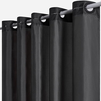 Furlinic Extra Wide No Hook Shower Curtain,96 Inch Width Dark Grey Fabric Shower Curtains with 12 Plastic Built-in Hooks,Waterproof & Machine Washable Hotel Style for Bathroom,96x72 Inch