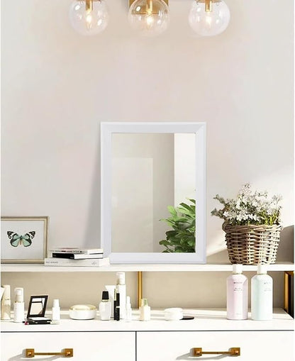AAZZKANG Rectangular Wall Mirror Wood Framed Small Hanging Mirrors | Decorative Farmhouse Bedroom Bathroom Living Room Entryway Home Decor