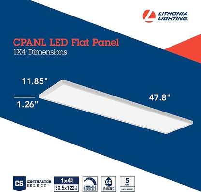 Lithonia Lighting CPANL 1x4 LED Flat Panel Light, 1 Ft. x 4 Ft. LED Light Panel, Ceiling Lighting Fixture, 2400/3300/4400 Adjustable Lumens, 3500K/4000K/5000K Switchable CCT, White
