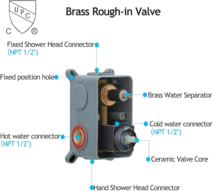 Oil Rubbed Bronze Shower System 12 Inch Bathroom Rain Mixer Shower Combo Set Wall Mounted Rainfall Shower Head and Handheld System Shower Faucet Set Rough-in Valve Body and Trim Kit