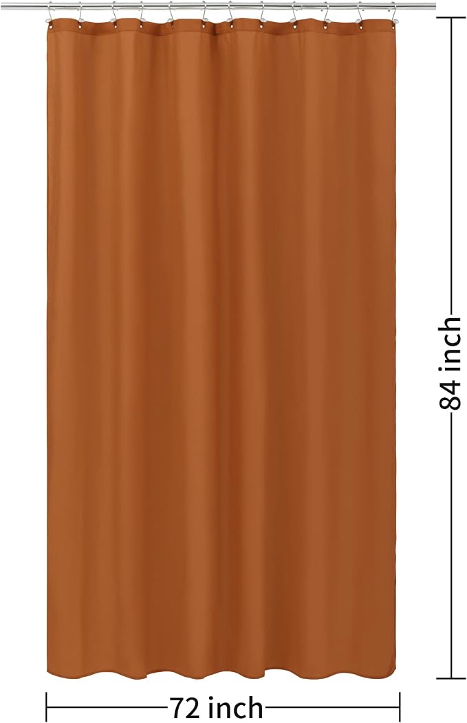 ALYVIA SPRING Extra Long Fabric Shower Curtain or Liner Burnt Orange, 72x84 | 3 Magnets, Soft Cloth & Hotel Quality, Machine Washable, Light-Weight, Extra Long Size