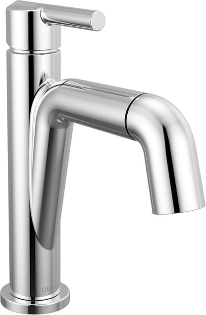 Delta Nicoli 1 Hole Pull Down Bathroom Faucet with Sprayer, Chrome Single Hole Bathroom Sink Faucet with Pull Out Sprayer for Vanity, Metal Push-Pop Drain, Chrome 15849LF-PD