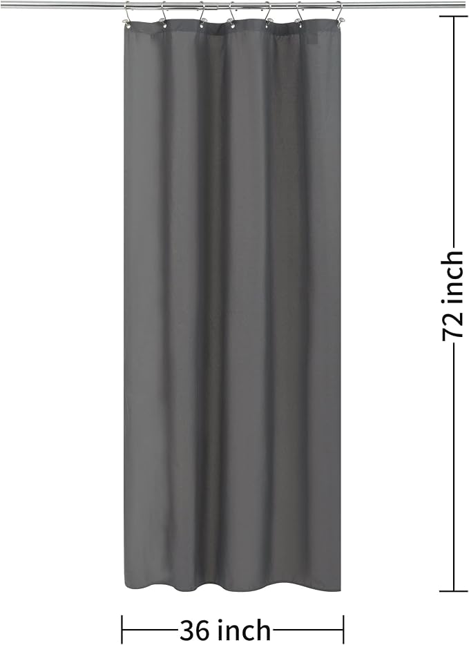 ALYVIA SPRING Stall Waterproof Shower Curtain or Liner Dark Gray, 36x72 | 2 Magnets, Soft Cloth & Hotel Quality, Machine Washable, Light-Weight, Stall Size