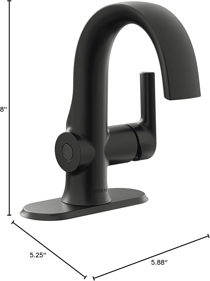 Moen Doux Matte Black Motionsense Wave Touchless Single Handle Bathroom Sink Faucet, S6910EWBL