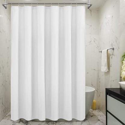 Embossed Microfiber Shower Curtain Liner 71 x 96, White | Extra Long, Machine Washable, Bottom Magnets, Water Repellent, 71x96 inches Soft Fabric Shower Curtain for Bathroom