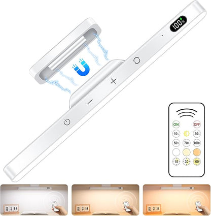 Ferswe 3W Rechargeable Light Bar with Remote Control, 3 Color Adjustable Mirror Lights, 2000mAh Battery Makeup, Touch for Cabinets, Magnetic Stick On for Closet, Kitchen