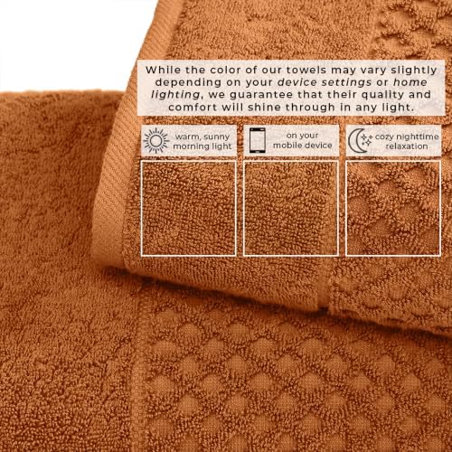 Great Bay Home Bath Towels - 100% Cotton 6 Piece Bath Sheet Set - Diamond Waffle Weave - Absorbent, Durable, Quick-Dry Towels for Bathroom (Copper)