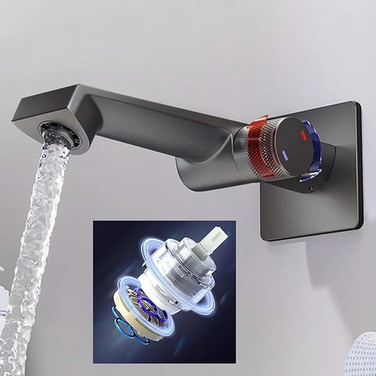 BiaoTeng Concealed Faucet for Bathroom Sink Wall Mount Hot and Cold Wall Mounted Faucet Bathroom Brass Single Handle Grey