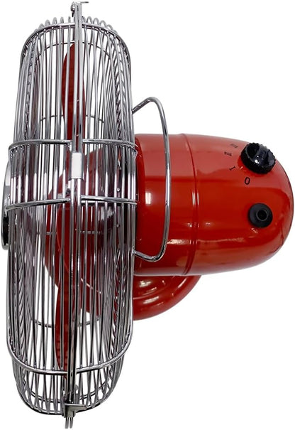 Good Housekeeping 92611 All-Metal 12" Retro Desk Office Table Fan with Wide Oscillation, 3-Speed Settings & Carrying Handle, Crimson Red