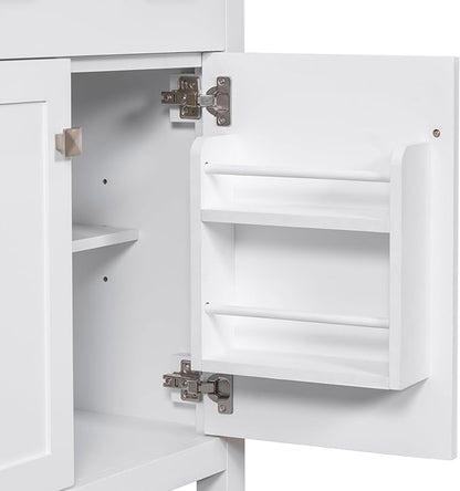 Favfurish 30" Bathroom Vanity with Ceramic Sink,Undermount Single Basin Bath Vanity Set w/1 Flip-Out Drawer and 2 Soft-Close Doors,Modern Solid Wood Storage Cabinet w/Adjustable Shelf,White