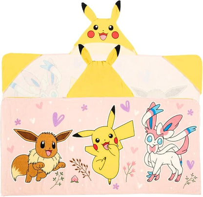 Pokemon Girl Anime Kids Super Soft Bath/Pool/Beach Soft Cotton Terry Hooded Towel Wrap, 24 in x 50 in, (Officially Licensed Product) By Franco