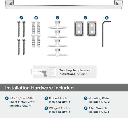 Amerock BH3602426 | Chrome Towel Bar | 24 in (610 mm) Towel Rack | Mulholland | Bathroom Towel Holder | Bathroom Hardware | Bath Accessories