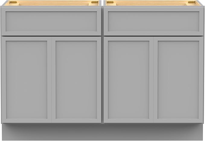 Vanity Art 48 Inch Bathroom Vanity Base Cabinet Double Sink Top (Without Sink), Soft Closing Door, Storage Unassembled Cabinet, Grey, 2ea 24 Inch Cabinet Combo