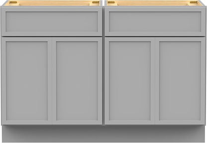 Vanity Art 48 Inch Bathroom Vanity Base Cabinet Double Sink Top (Without Sink), Soft Closing Door, Storage Unassembled Cabinet, Grey, 2ea 24 Inch Cabinet Combo