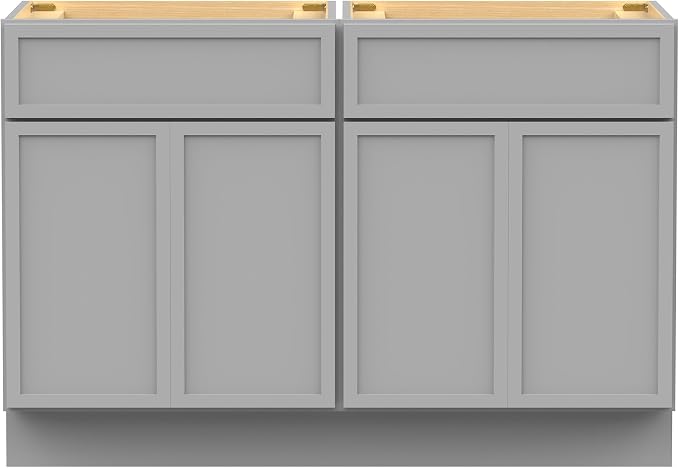 48 Inch Bathroom Vanity Base Only, Double Vanity Cabinet with Soft Closing Door, 2ea 24 inch Cabinet, Without Top,Grey