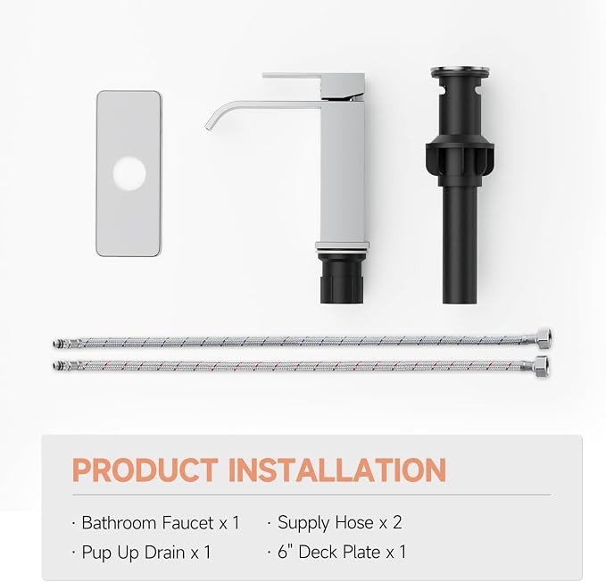 Chrome Bathroom Faucets Evolvegoods Modern Waterfall Bathroom Faucet | Single Handle 1 or 3 Hole Bathroom Sink Faucet RV Mixer Tap Vanity Faucet with Deck Plate Pop-up Drain and Supply Lines