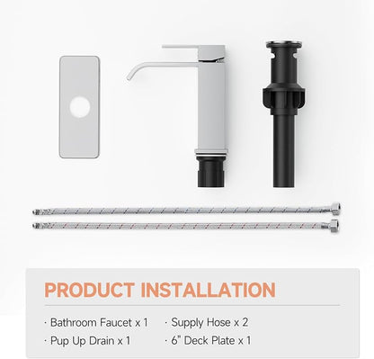 Chrome Bathroom Faucets Evolvegoods Modern Waterfall Bathroom Faucet | Single Handle 1 or 3 Hole Bathroom Sink Faucet RV Mixer Tap Vanity Faucet with Deck Plate Pop-up Drain and Supply Lines