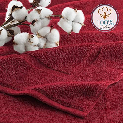 Hearth & Harbor Bath Mat Towels - 100% Ring Spun Cotton Luxury Towels - Ultra Soft & Highly Absorbent, Bathroom Towels, Floor Mat - Red