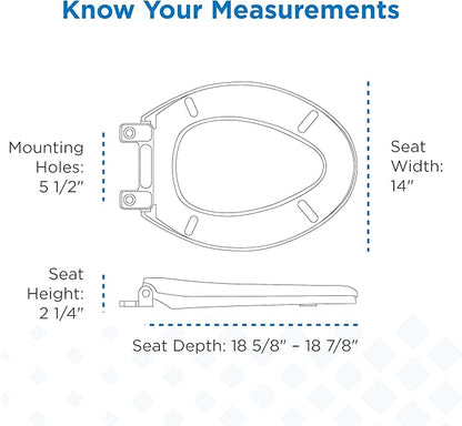 Gerber Elongated Toilet Seat with Cover, Soft Close, No Slam, Quick & Easy Install, Heavy-Duty Plastic, Adjustable Fit for Standard Elongated Toilets, Durable & Fade-Resistant, Bone G009921325