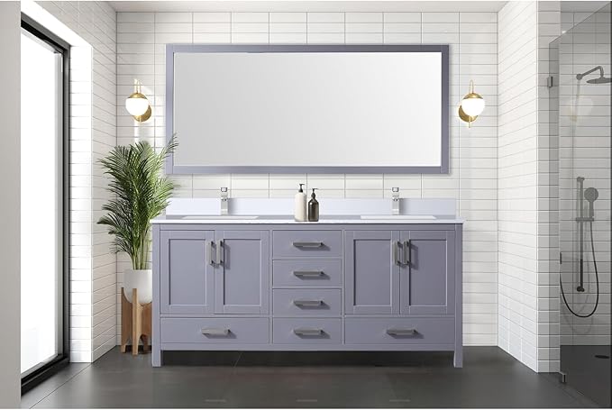 Jacques 72 in. W x 22 in. D Dark Grey Double Bath Vanity and White Quartz Top