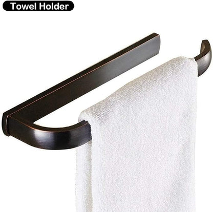 WINCASE Bronze Bathroom Accessories, Oil Rubbed Towel Bar Set 24 Inch, Hardware 4 Pieces ORB Towel Rod Toilet Paper Holders Robe Hook Wall Mounted