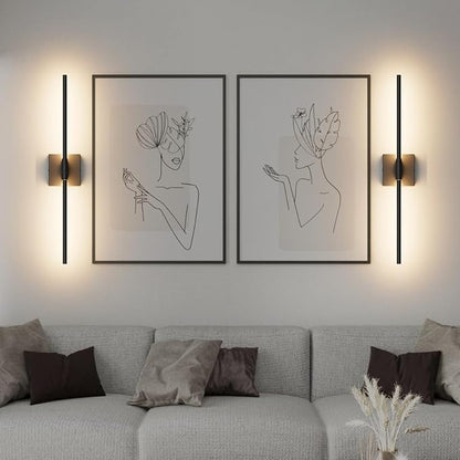 28In Hardwired Black Wall Sconce Modern Vantiy Light LED Bathroom Light Fixtures Over Mirror 3000K 360° Rotatable Bathroom Sconce