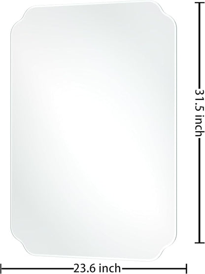 24x32 Inch Bathroom Mirrors for Over Sink, Frameless Mirrors for Wall | Beveled Bathroom Mirror, Bathroom Vanity Mirror for Bedroom Living Room Entryway Home Decor