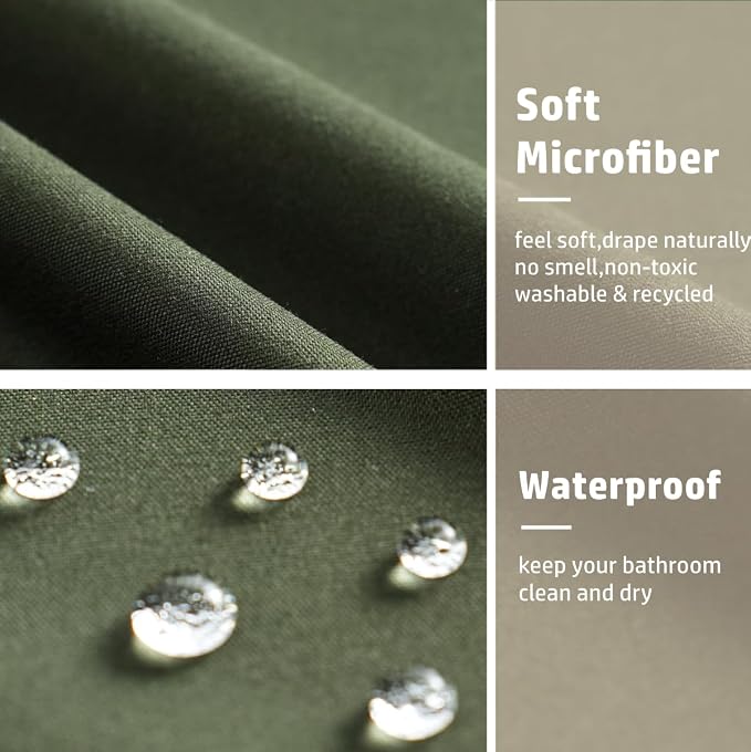 Felisa Dark Green Fabric Shower Curtain Liner with 3 Large Magnets,72 x 78 inches Waterproof & Soft Cloth Shower Curtain Liner,Washable Shower Curtain for Bathroom,Cortinas de Baño