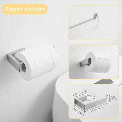 Fapully 23.6-Inch 6 Piece Bathroom Hardware Accessories Set Brushed Nickel | Stainless Steel Wall Mounted Include Towel Bar,Hand Towel Holder,Toilet Paper Holder,Robe Towel Hook,Coat Hook,Towel bar set