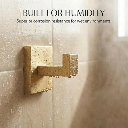 5-Piece Bathroom Hardware Set, 23.6 in Towel Bar, Brushed Gold | 304 stainless steel, towel ring, toilet paper holder, 2 robe hooks, wall-mounted, installation hardware included