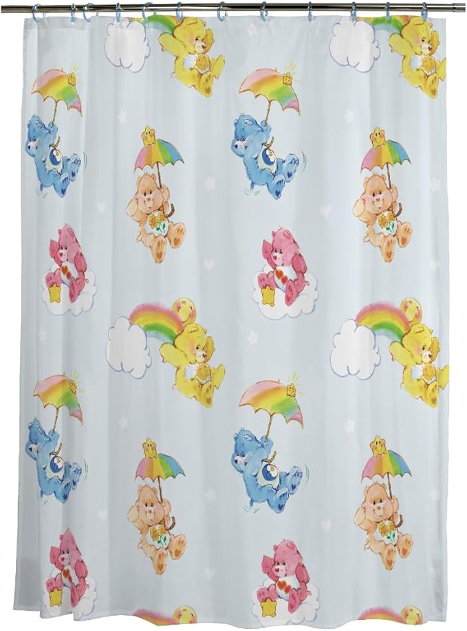 Care Bears 13-Piece Shower Curtain Set, 72 x 72 Inch Fabric Curtain with Hooks, Bathroom Decor, Machine Washable, (100% Officially Licensed Product) by Franco Collectibles