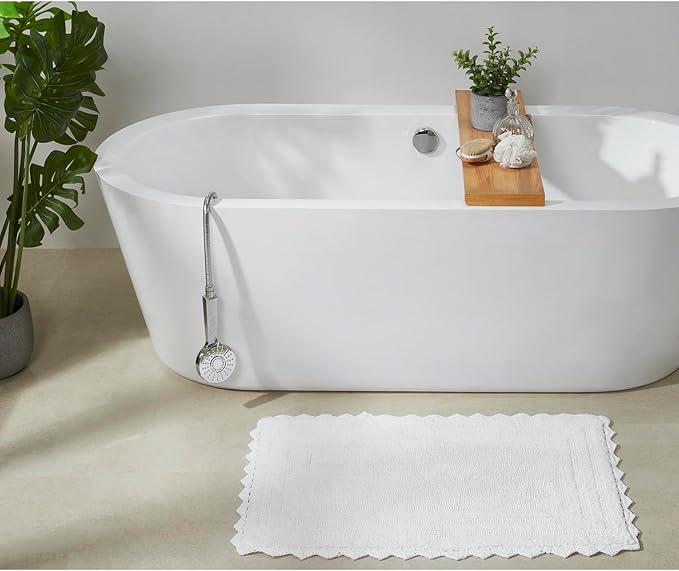 Better Trends Lilly Crochet Collection 100% Cotton 3 Piece Set (17" x 24" | 20" x 20" | 21" x 34") Bath Rug Set in White