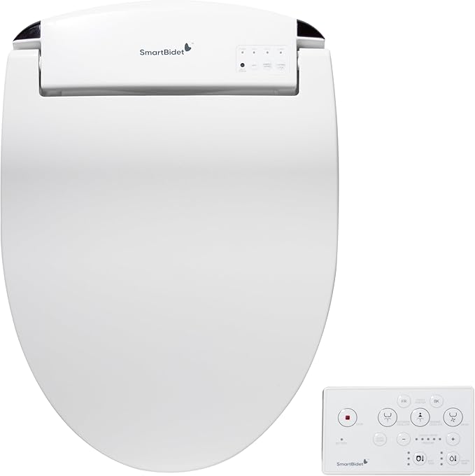 SmartBidet® SB-2400 Advanced Electric Smart Bidet Slim Profile Seat in Elongated White with Remote Control, LED Night Light, Stainless Steel Nozzle, Heated Seat, Warm Dryer