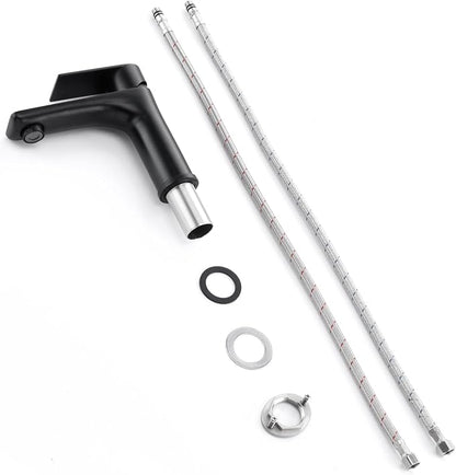 SUMERAIN Stainless Steel Bathroom Sink Faucet Lead-Free Matte Black Lavatory Faucet Single Handle