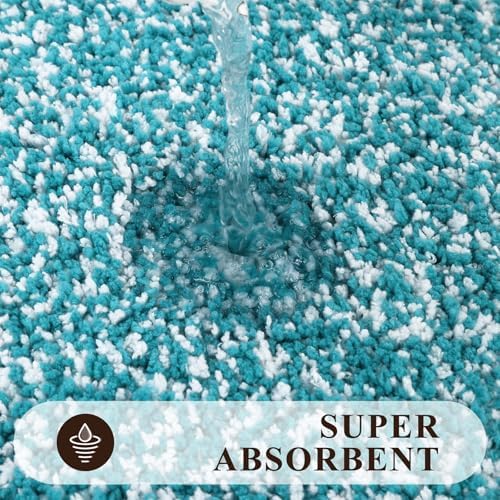 Pauwer Bathroom Rugs Sets 2 Piece, Non Slip Washable Bath Mat, Aqua Blue
